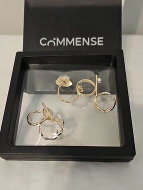 Commense Gold Multi-Ring Drop Earrings